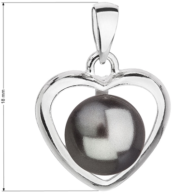 Strieborný prívesok s šedou perlou srdce 34246.3