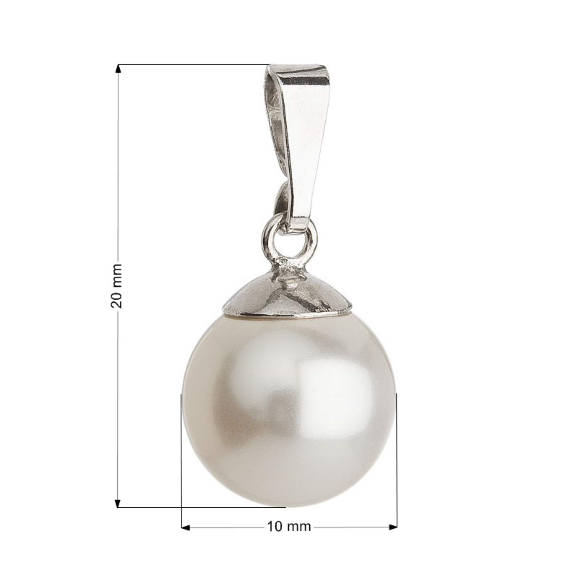 Strieborný prívesok s bielou guľatou Preciosa perlou 34150.1