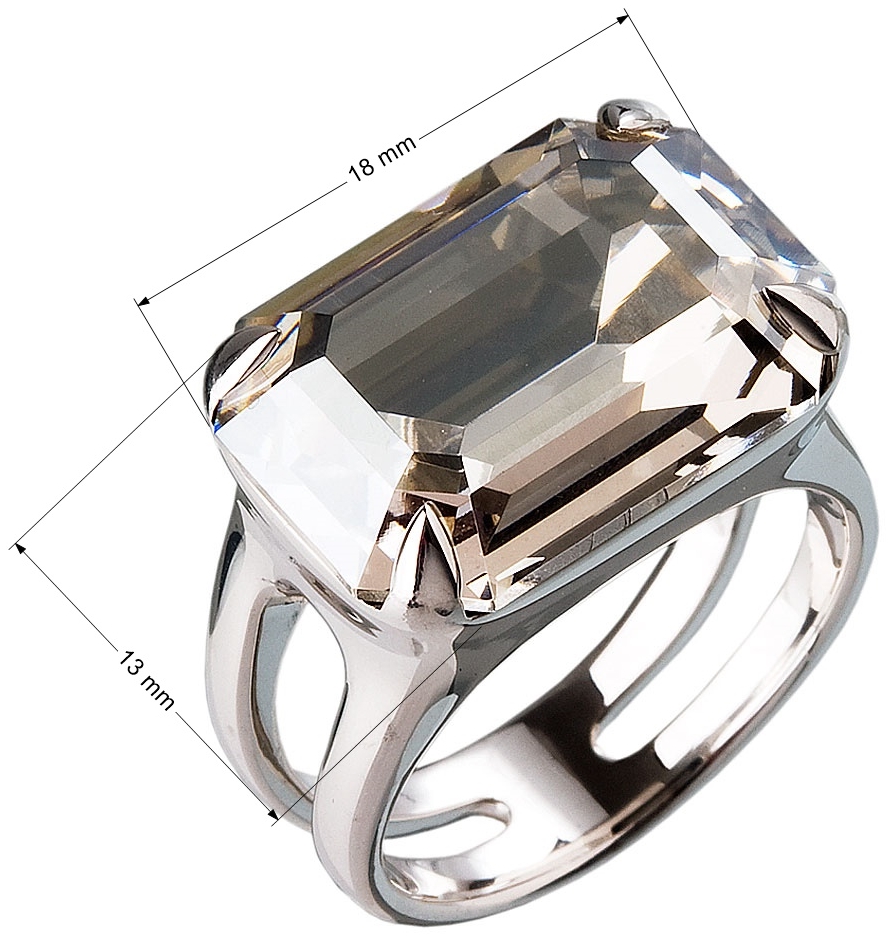 Strieborný prsteň s krištálmi šedý 35806.5