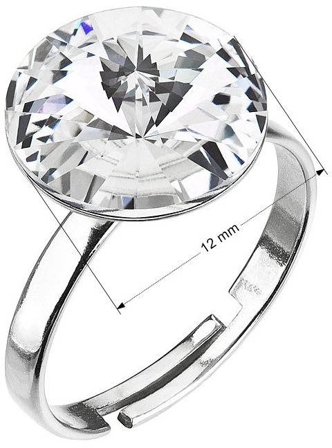Strieborný prsteň s krištáľmi biely 35018.1
