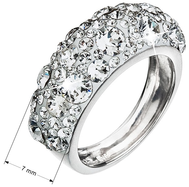 Strieborný prsteň s krištálmi Swarovski biely 35031.1