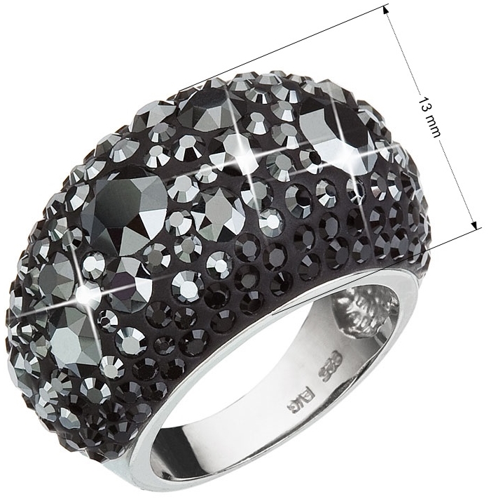 Strieborný prsteň s krištálmi čierny 35028.5 hematite