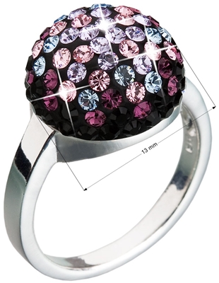 Strieborný prsteň s krištáľmi fialový 35013.5
