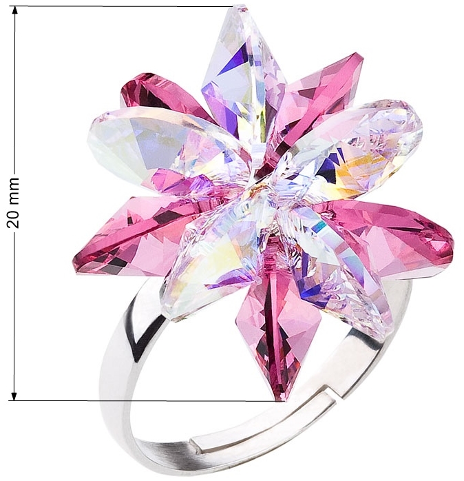 Strieborný prsteň s krištáľmi Swarovski ružová kytička 35024.3 rose