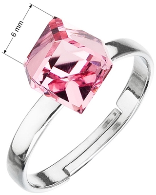 Strieborný prsteň s krištáľmi ružová kostička 35011.3