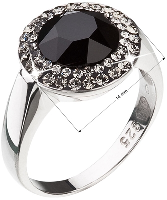 Strieborný prsteň s krištáľmi čierny 35025.3