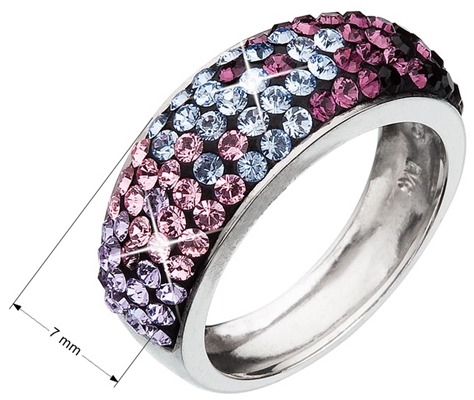 Strieborný prsteň s krištáľmi Swarovski mix farieb fialový 35027.3