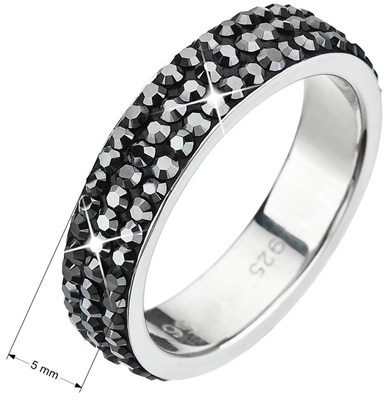Strieborný prsteň s krištáľmi Swarovski čierny 35001.5