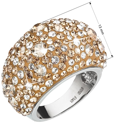 Strieborný prsteň s krištálmi zlatý 35028.5