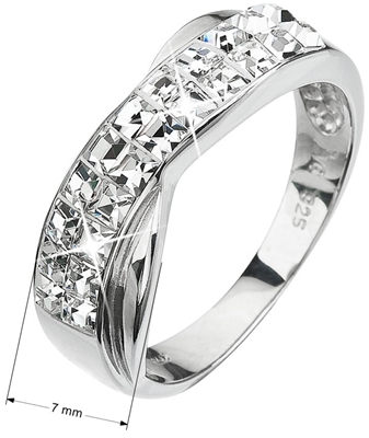 Strieborný prsteň s krištáľmi biely 35040.1