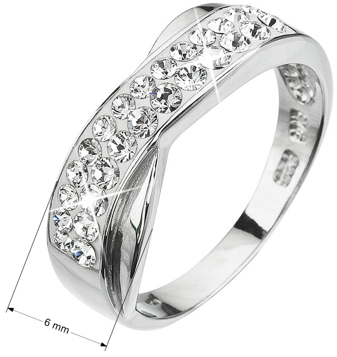Strieborný prsteň s krištálmi biely 35041.1