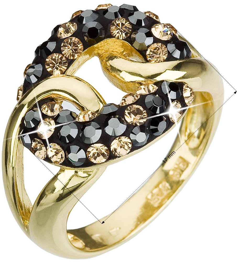 Strieborný prsteň s krištáľmi Swarovski colorado zlatý 35035.5
