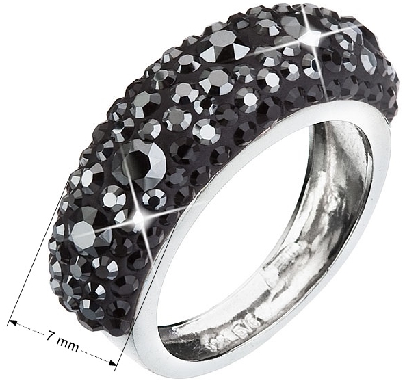 Strieborný prsteň s krištáľmi Swarovski čierny 35031.5