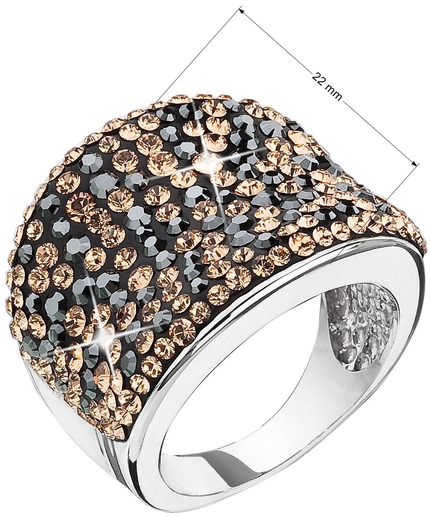 Strieborný prsteň s krištáľmi Swarovski čierno-zlatý 35043.3 colorado