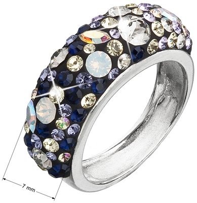 Strieborný prsteň s krištálmi Swarovski mix farieb fialová 35031.3
