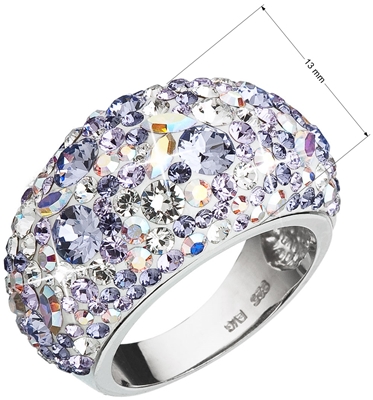 Strieborný prsteň s krištáľmi Swarovski fialový 35028.3 violet