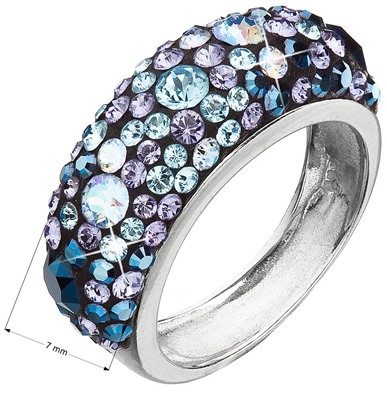 Strieborný prsteň s krištálmi Swarovski modrý 35031.3 blue style