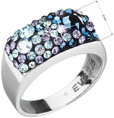 Strieborný prsteň s krištálmi Swarovski modrý 35014.3 blue style