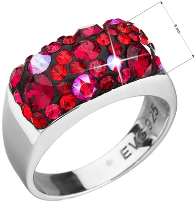 Strieborný prsteň s krištálmi Swarovski červený 35014.3 cherry