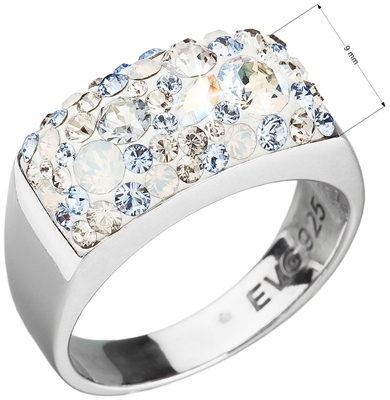 Strieborný prsteň s krištálmi Swarovski modrý 35014.3 light sapphire
