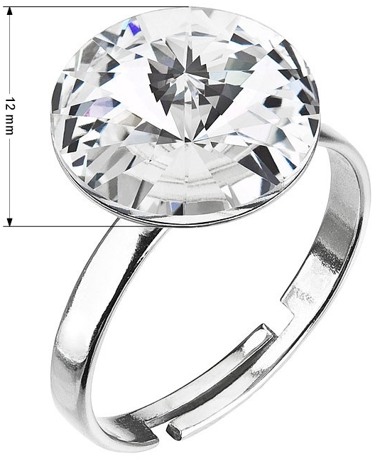 Strieborný prsteň s kryštálom Preciosa biely okrúhly 35018.1 crystal