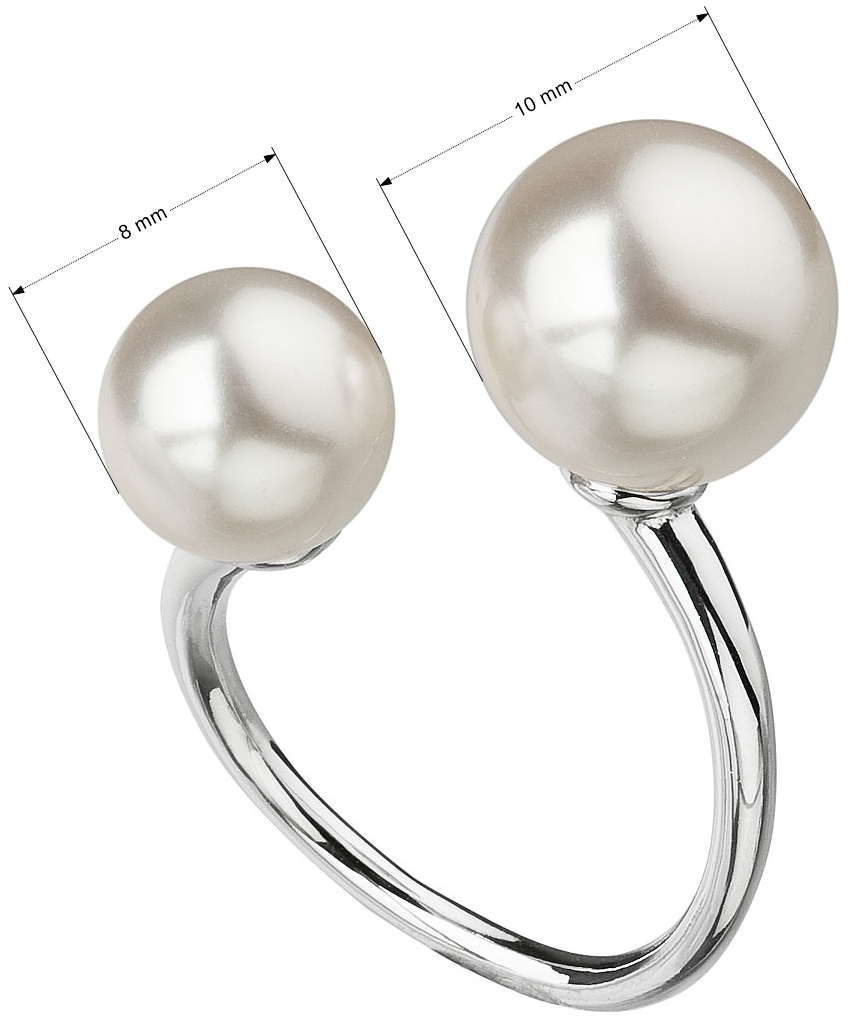 Strieborný prsteň s dvoma Preciosa perlami biely 35053.1