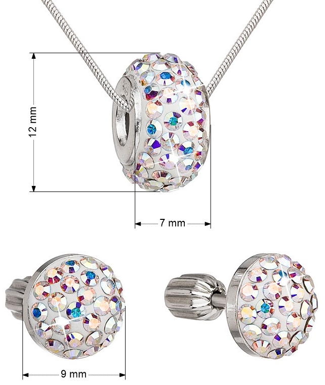 Sada šperkov s krištáľmi náušnice a prívesok AB efekt okrúhle 39200.2
