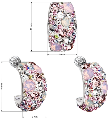 Sada šperkov s krištáľmi Swarovski náušnice a prívesok ružový obdĺžnik 39116.3