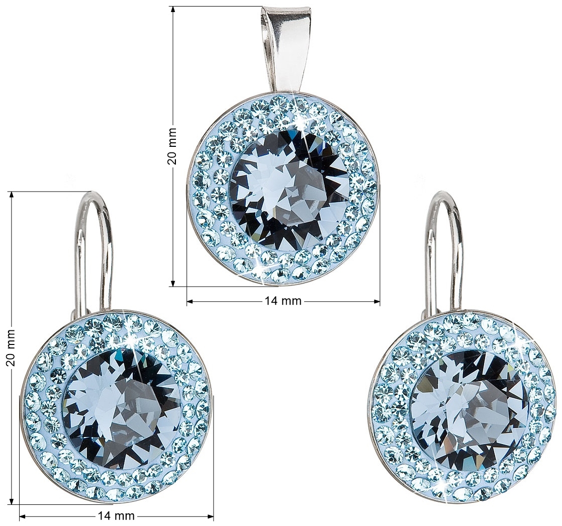 Sada šperkov s krištálmi náušnice a prívesok modré okrúhle 39106.3