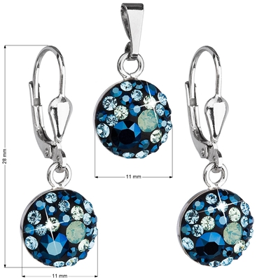 Sada šperkov s krištálmi Swarovski náušnice a prívesok modré okrúhle 39074.4
