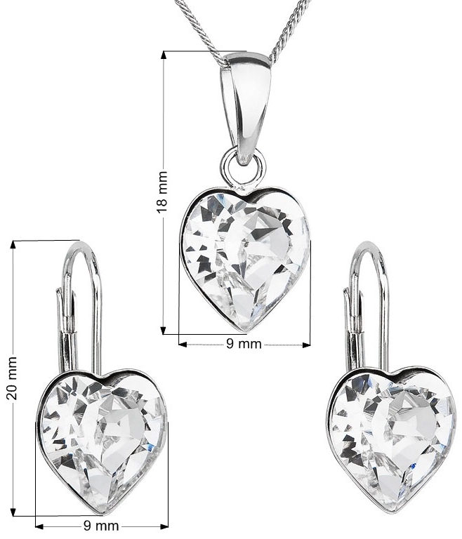 Sada šperkov s krištáľmi Swarovski náušnice, retiazka a prívesok biele srdce 39141.1