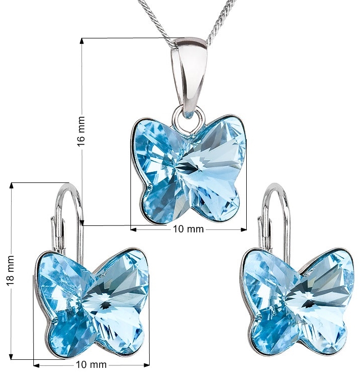 Sada šperkov s krištáľmi Swarovski náušnice a prívesok modrý motýľ 39142.3