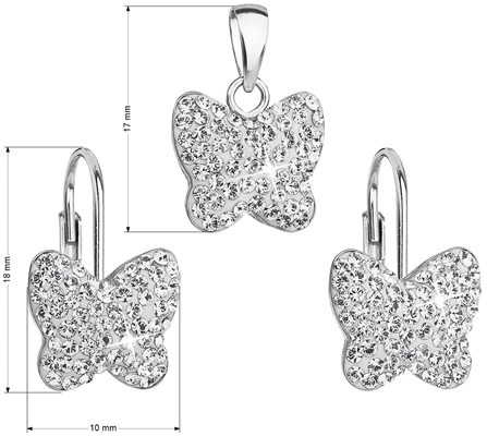 Sada šperkov s krištáľmi Swarovski náušnice a prívesok biely motýľ 39144.1