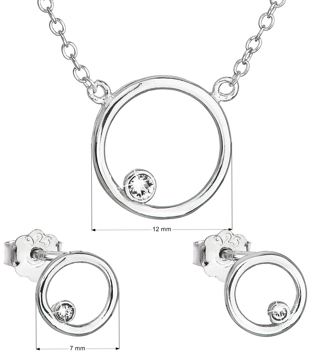 Sada šperkov s krištáľmi Swarovski náušnice a náhrdelník biely okrúhly 39164.1