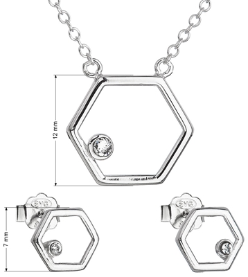 Sada šperkov s krištálmi Swarovski náušnice a náhrdelník biely hexagon 39166.1
