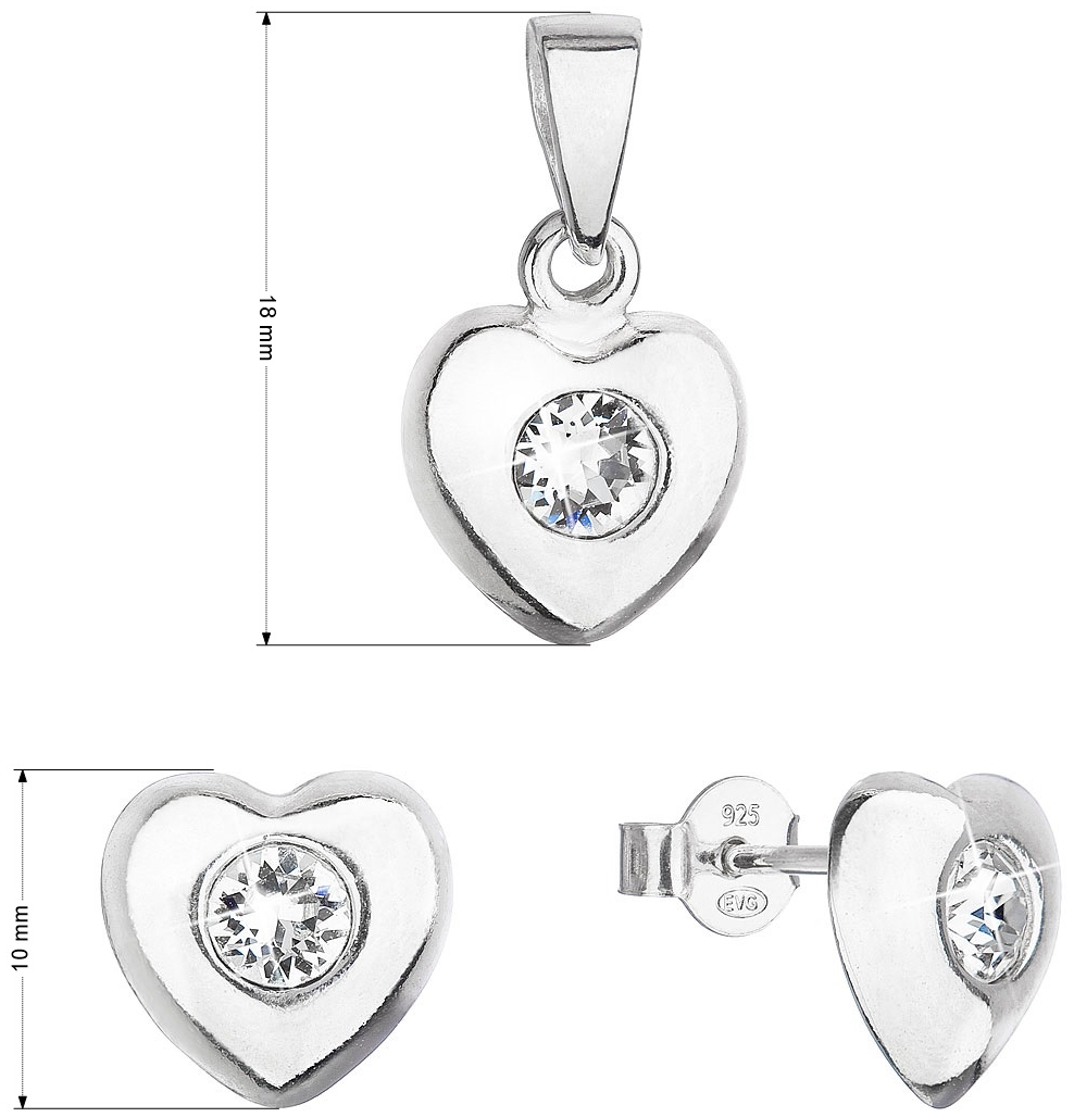 Sada šperkov s kryštálmi Swarovski náušnice a prívesok biele srdce 39176.1