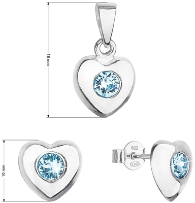 Sada šperkov s kryštálmi Swarovski náušnice a prívesok modré srdce 39176.3