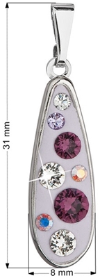 Prívesok bižutéria so Swarovski krištáľmi fialová kvapka 54025.3