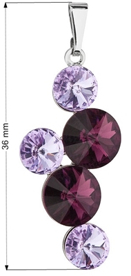 Prívesok bižutéria so Swarovski krištálmi fialový okrúhly 54029.3