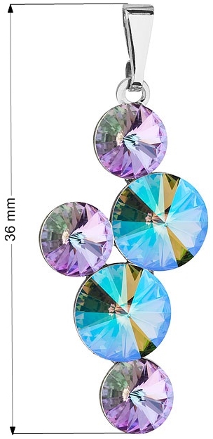Prívesok bižutéria so Swarovski krištálmi zelený fialový okrúhly 54029.5