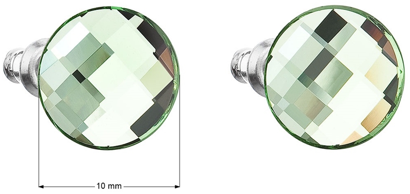 Náušnice bižutéria so Swarovski krištáľmi zelené okrúhle 56009.3 l