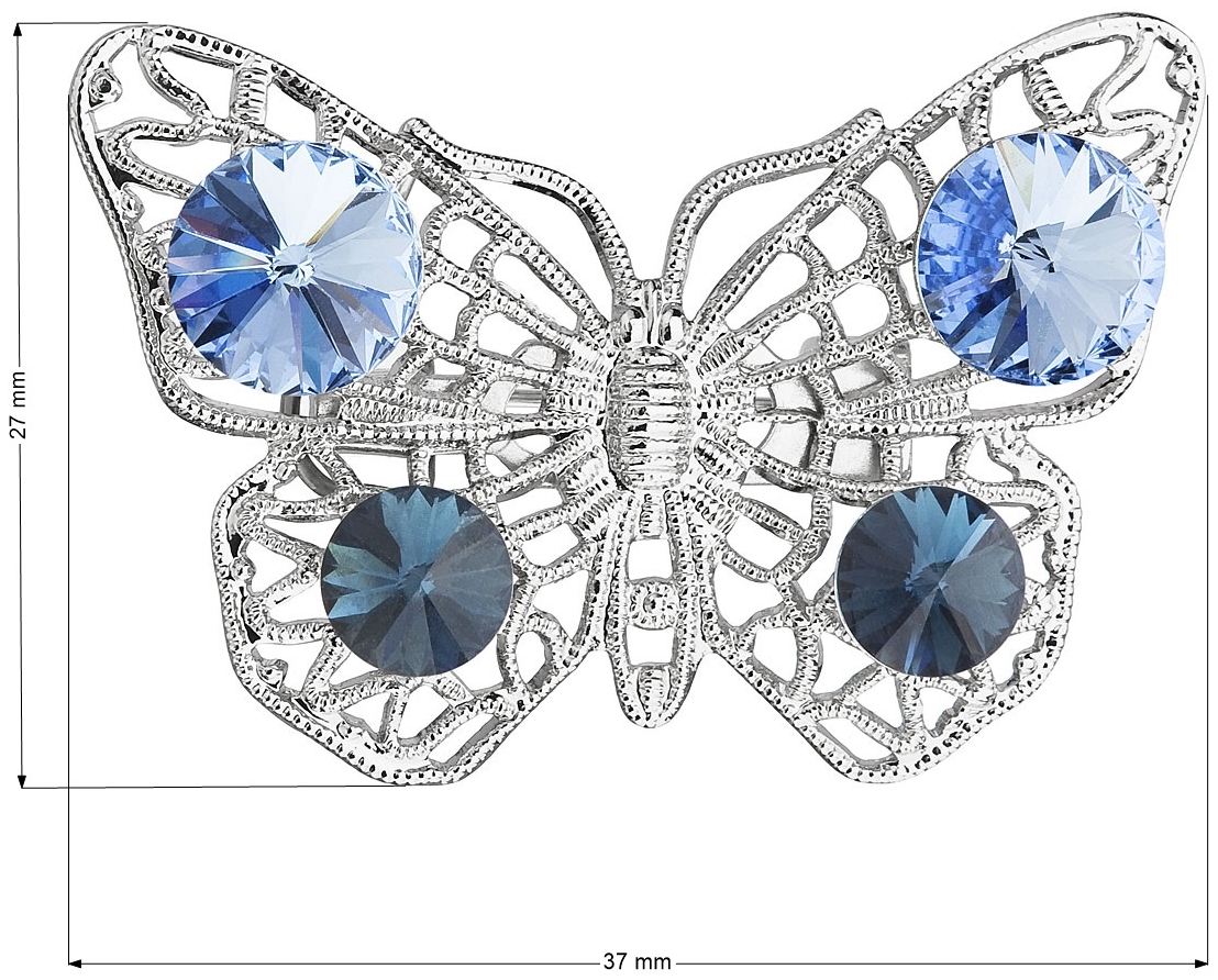 Brošňa bižutéria so Swarovski krištáľmi modrý motýľ 58002.3