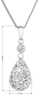 Strieborný náhrdelník s krištálmi Swarovski biela kvapka 72057.1