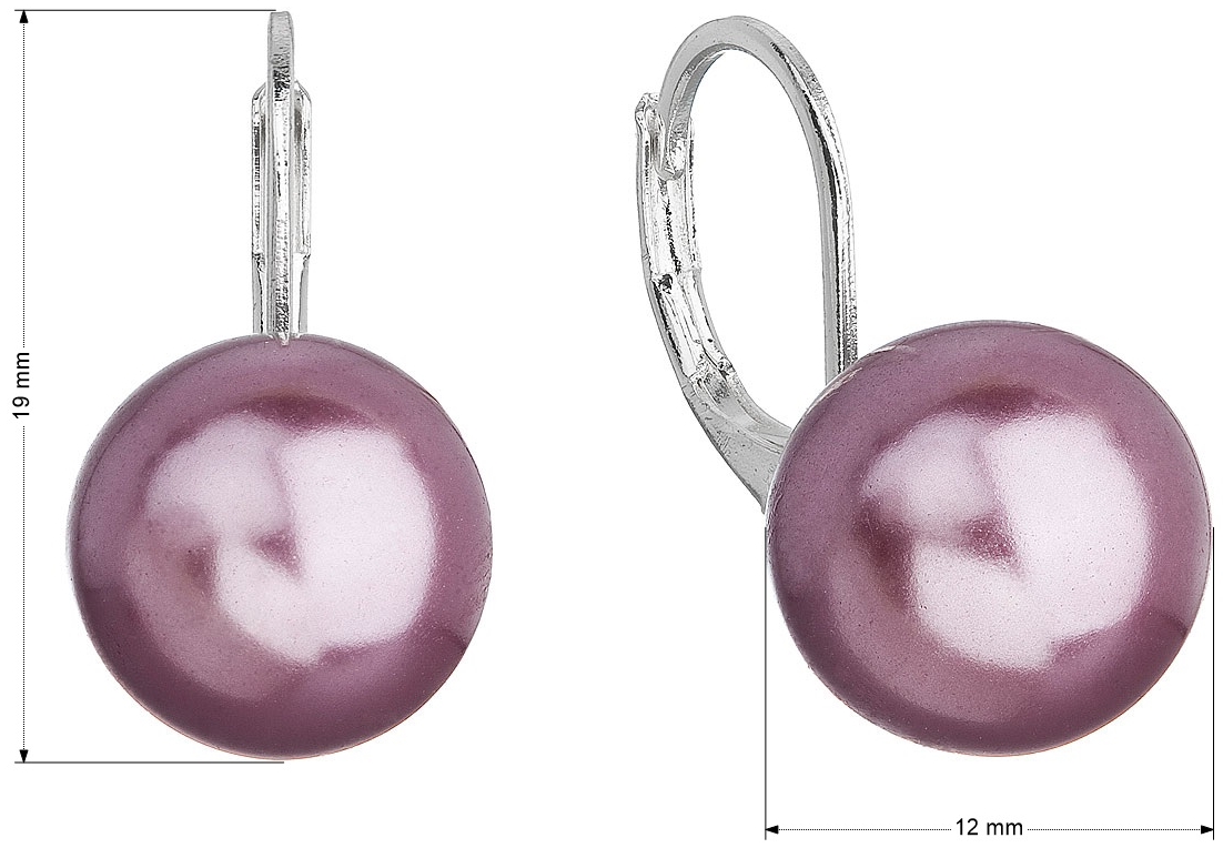Bižutérne visiace náušnice s fialovou syntetickou perlou 71122.3