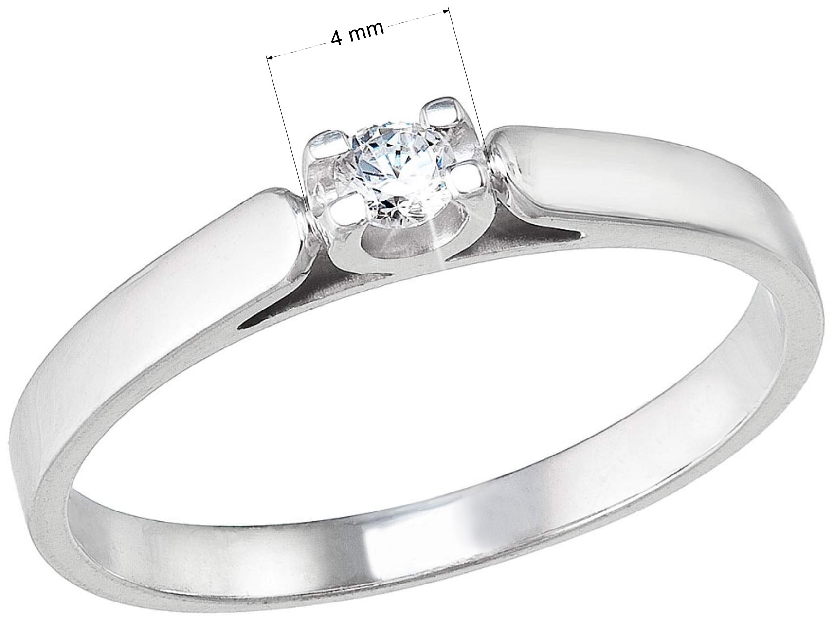 Strieborný prsteň s jedným zirkónom biely 885002.1
