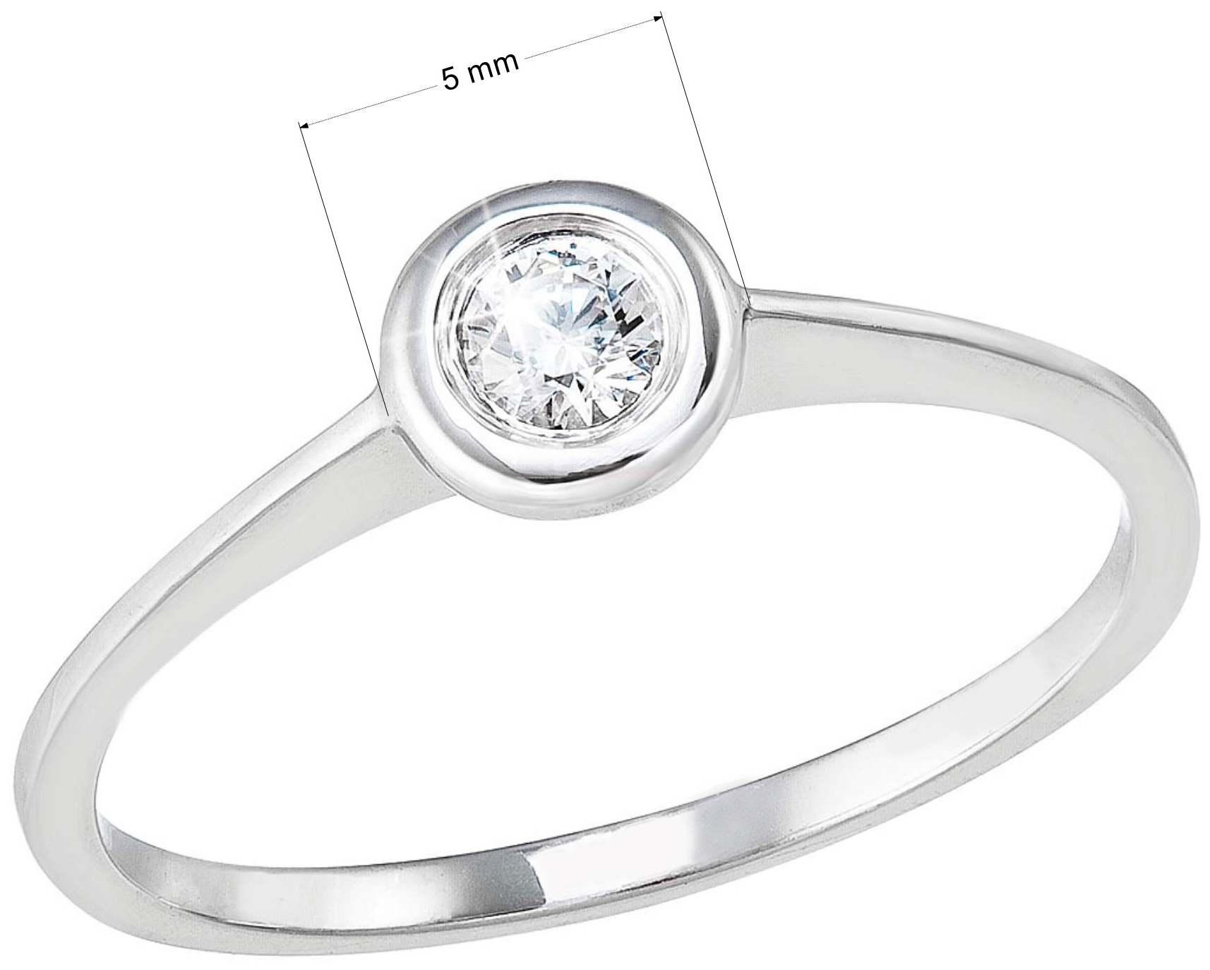 Strieborný prsteň s jedným zirkónom biely 885007.1