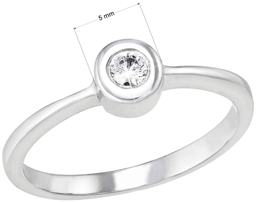 Strieborný prsteň s jedným zirkónom biely 885011.1