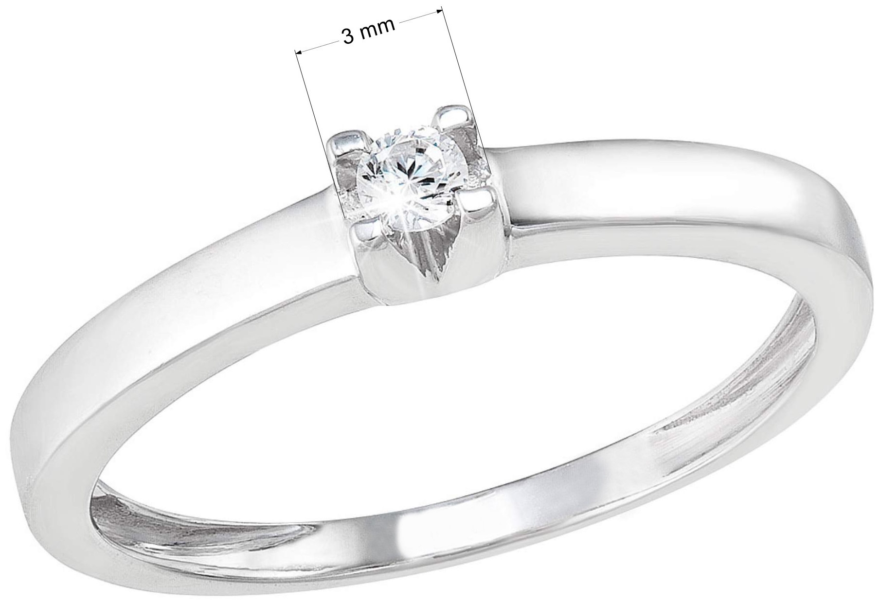 Strieborný prsteň s jedným zirkónom biely 885012.1