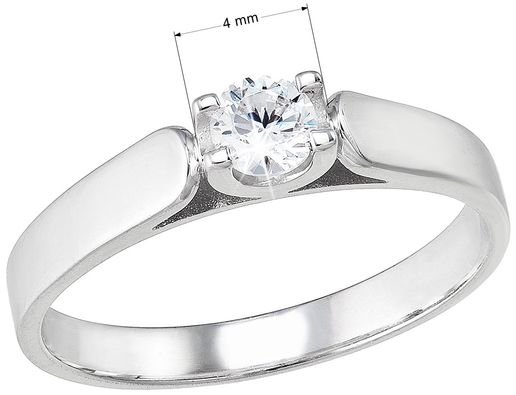 Strieborný prsteň s jedným zirkónom biely 885027.1