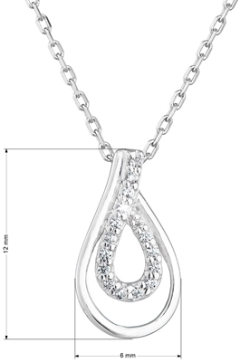 Strieborný náhrdelník so zirkónmi slza biely 882002.1